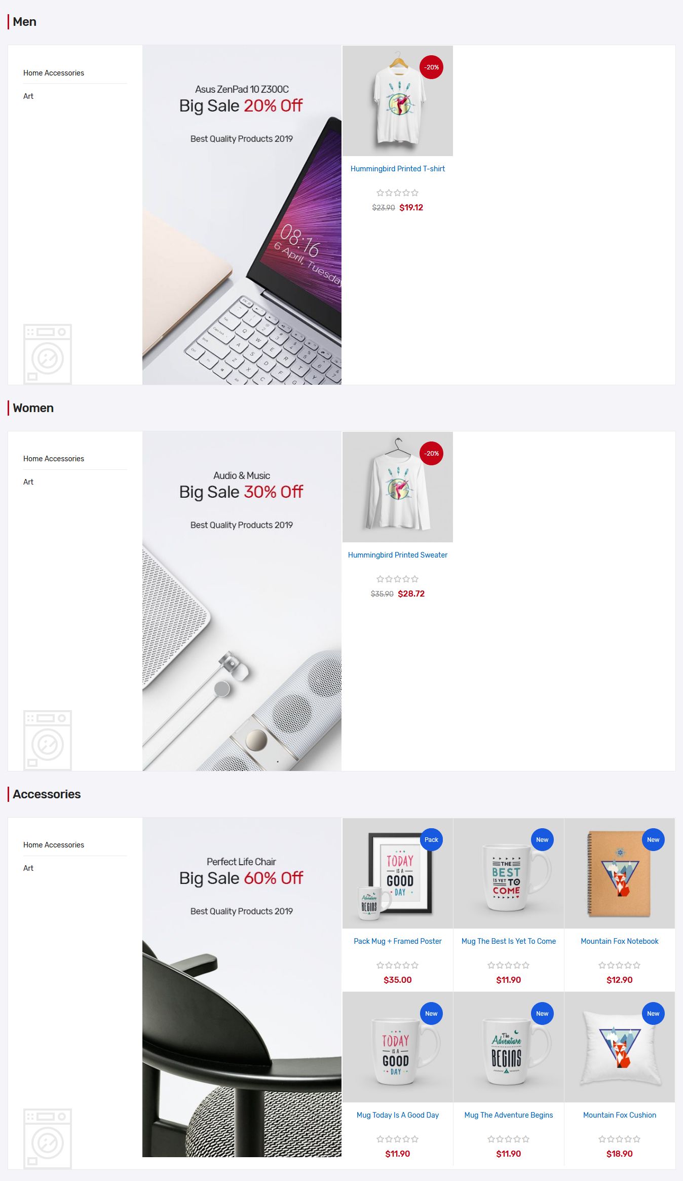 frontend listcateproducts